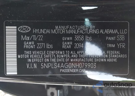 2022 Hyundai Elantra Sel from USA, damaged, VIN 5NPLS4AG0NH079903